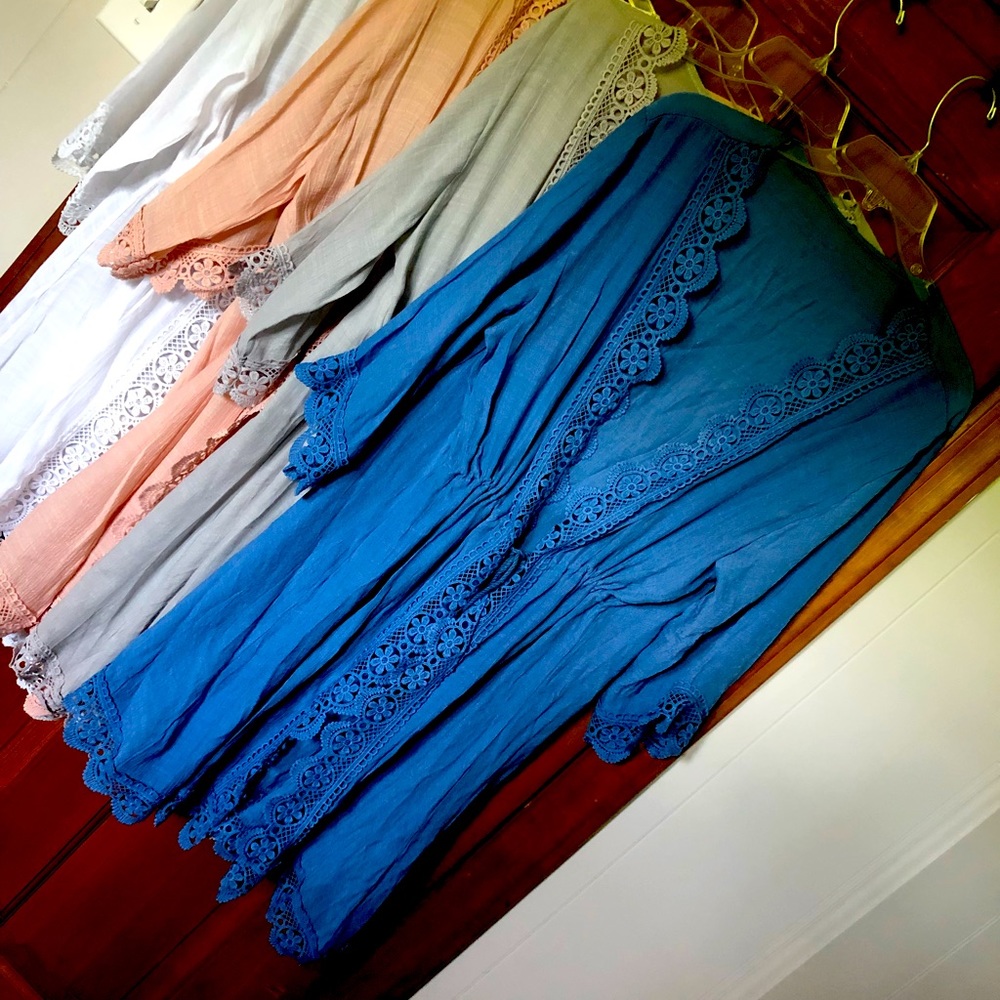 100% cotton summer cover up - blue